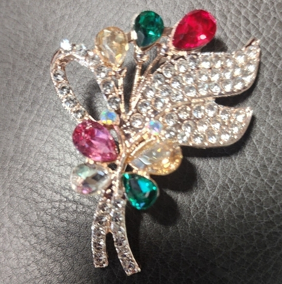 Multicolor Rhinestone Brooch - Picture 2 of 3